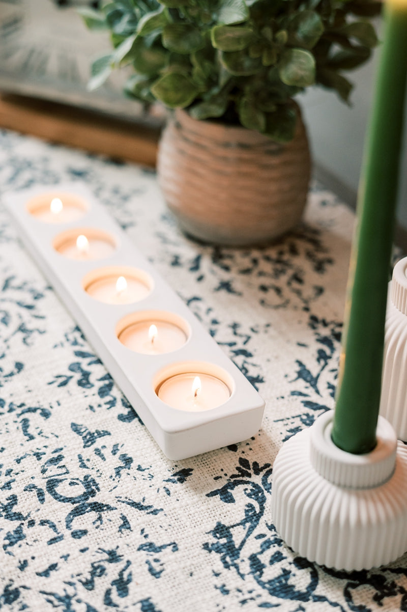 White Modern Concrete Multi Tea Light Candle Holder