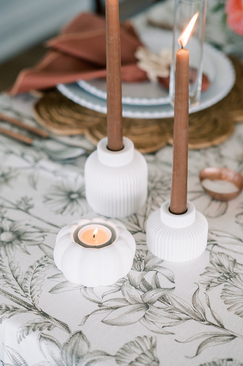 White Pumpkin Modern Fall Decor Concrete Tea Light Candle Holder