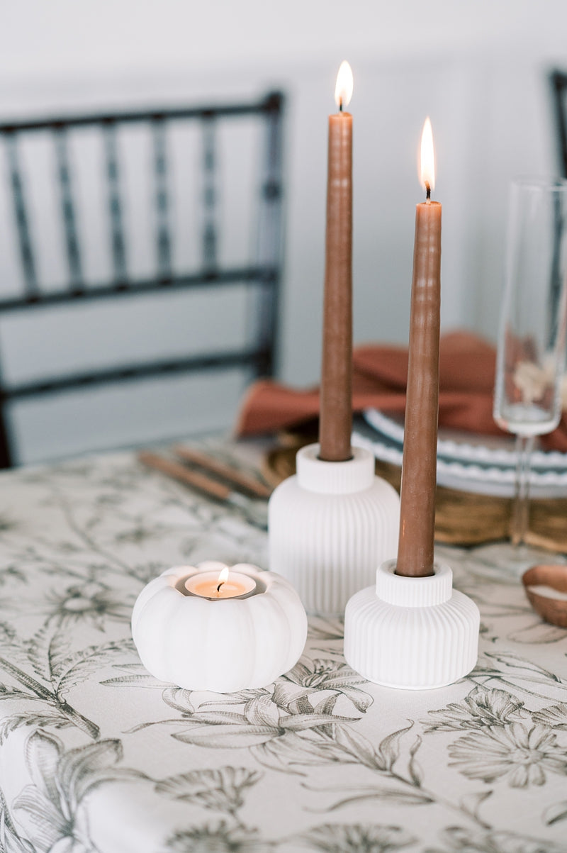 White Pumpkin Modern Fall Decor Concrete Tea Light Candle Holder