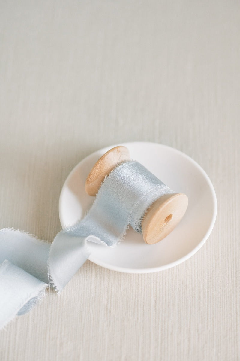 Silver Blue Silk Ribbon