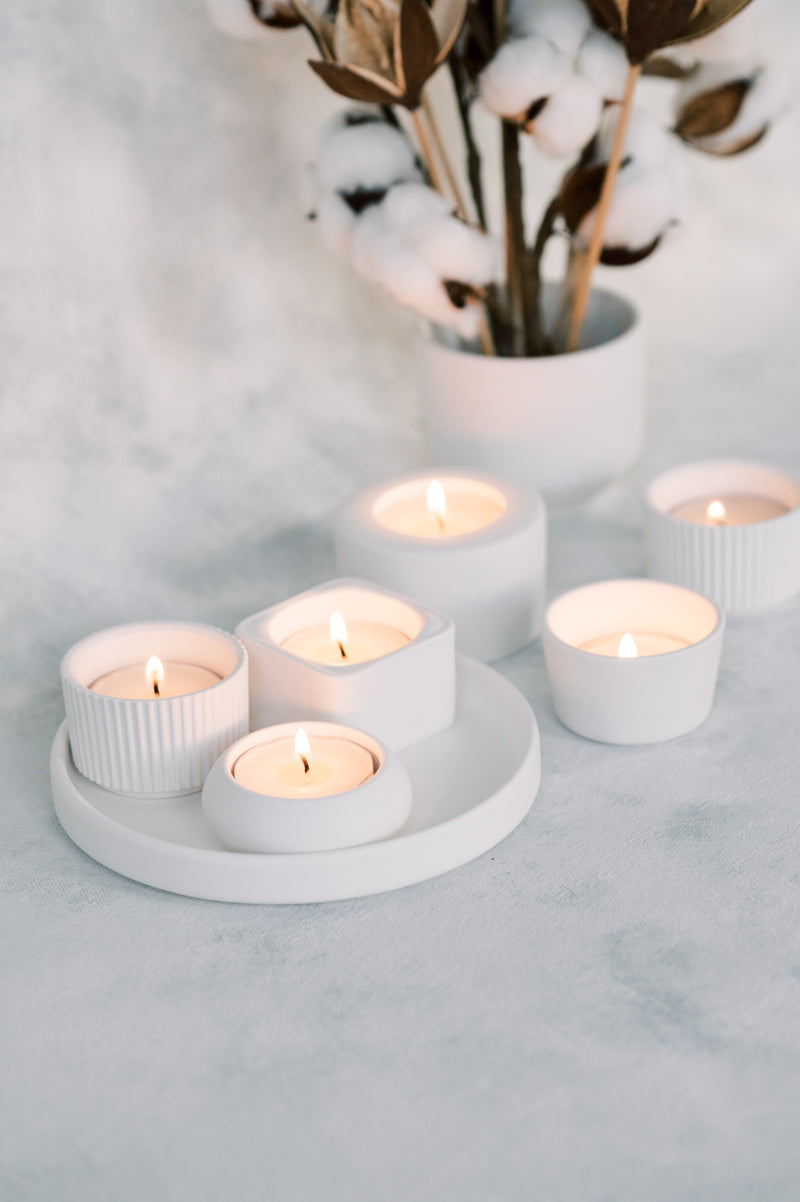 Ribbed Concrete Tea Light Holder