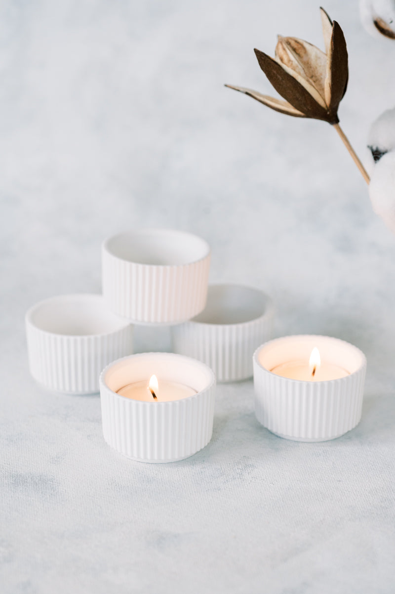 Ribbed Concrete Tea Light Holder